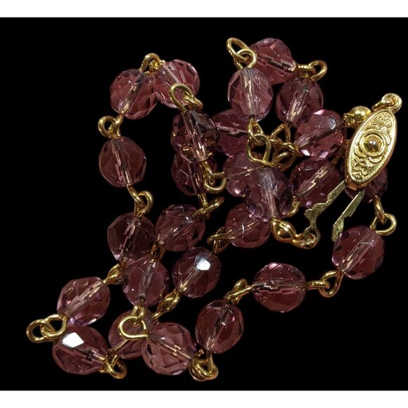 Elegant Regal Purple And Gold Tone Glass Beaded Necklace - Picture 3 of 6